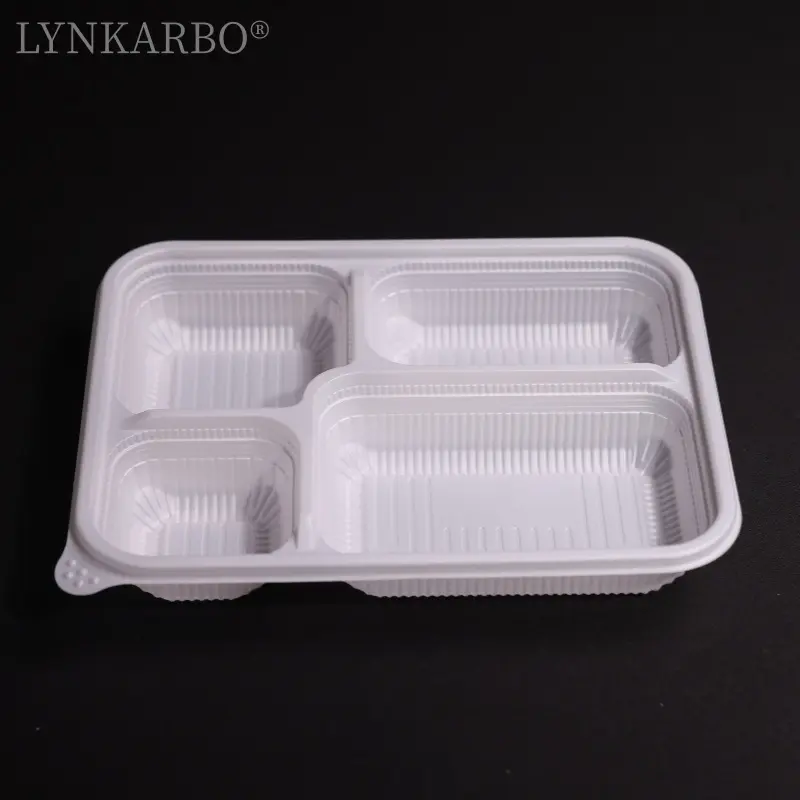 Contenedor de comida desechable de estilo japonés de cuatro compartimentos CPLA